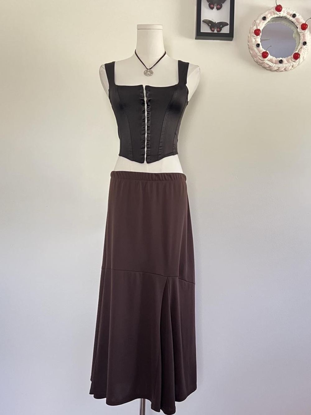 Southern Lady Maxi Pleated Skirt in Brown Size 2X